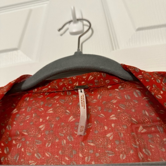 Free People Red Floral Chiffon Dress - Picture 3 of 5